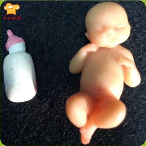 Mini Baby Molds Newborn Silicone Moulds 3D Polymer Doll Stamper Fondant Mold