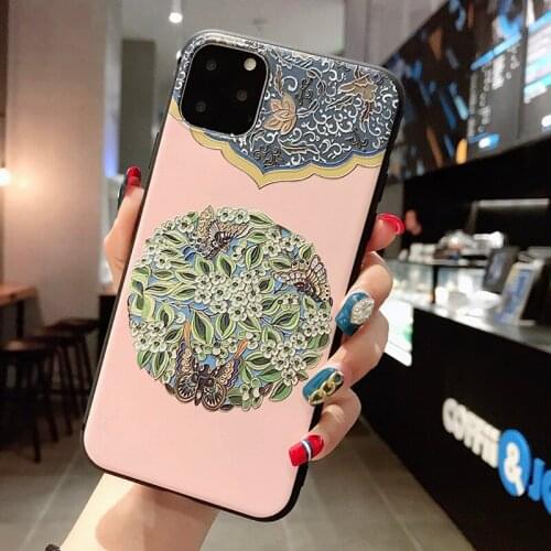 Sumkeymi Soft Silicone Phone Holder Case For iphone 11 12 7 8 Plus mini Pro Max X XS XR Hand Band Cases Flower TPU Cover