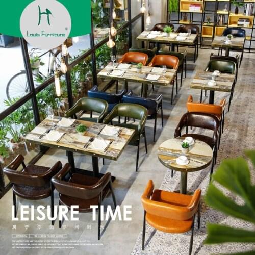 Louis Fashion Cafe Furniture Sets Table and Chair Combination Dessert Shop Milk Tea Shop Theme Western Restaurant Hotel