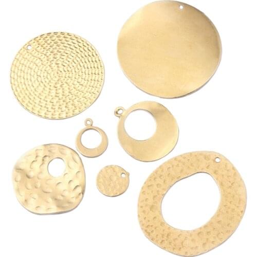 1pack Fashion Raw Brass Hollow Circle Hammered Round Charms Pendant DIY Necklace Earring Accessories Jewelry Making