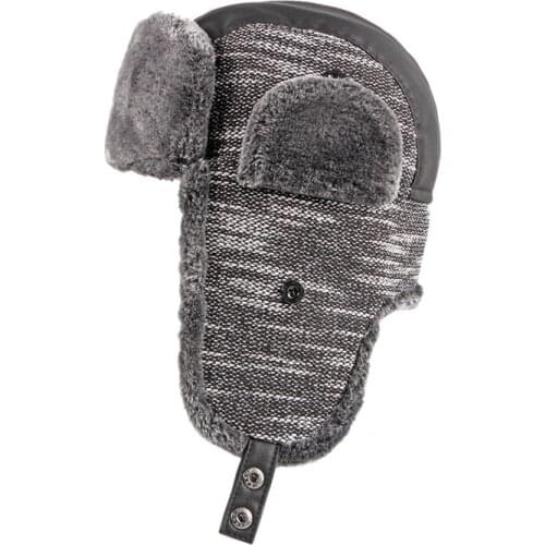 Fibonacci 2020 New Bomber Hat Women Men Winter Cap Knit Plush Hat Windproof Warm Ear Protect Russian Ushanka Bomber Cap