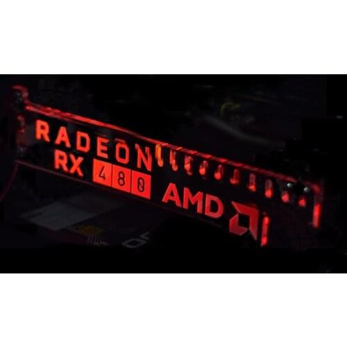 Newest Red LED Extended Version For RADEON RX 480 AMD Luminous Computer Main Box Graphics Cards Support Frame Display Card HIS