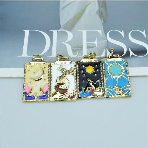 2021 new 2 pieces / wholesale electroplating AAA drop oil star moon scenery DIY pendant womens jewelry mens gift