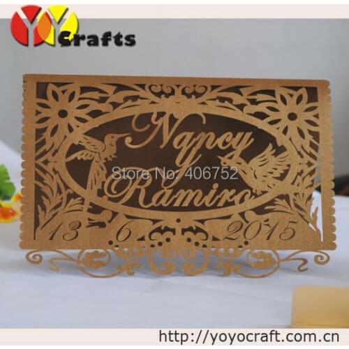 New arrival elegant love heart laser cut wedding invitation , engagement invitation cards free name