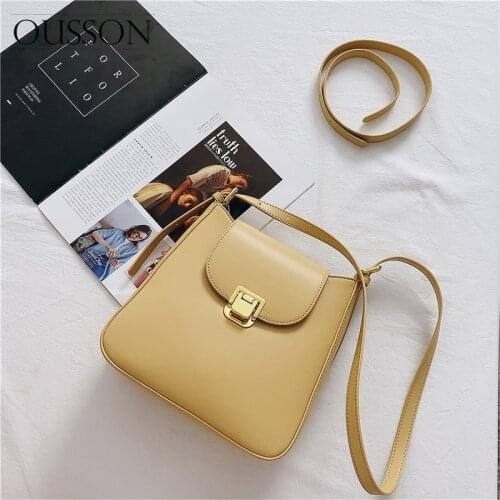 OUSSON 2021 New Design Leather Large Capacity Bucket Bag Fashion Messenger Bag Multifunctional Shoulder Bag For Women