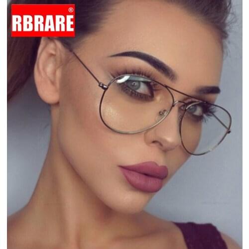 RBRARE Myopia Glasses Women Oversized Glasses Frame Metallic Round Glasses Frame Retro Computer Glasses Prescription Glasses