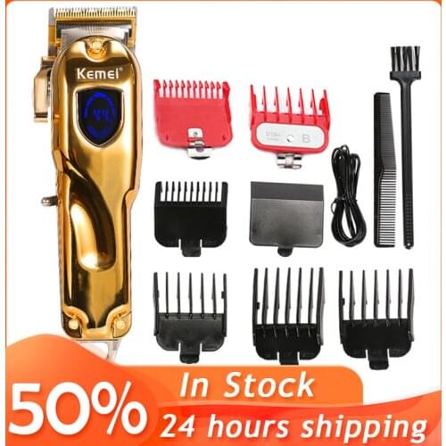 Kemei all-metal Electric Hair Clipper Professional Electric hair trimmer Cordless Hair Cutter Machine LCD display clipper
