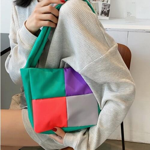 Casual canvas bag womens Color contrast tote bags for women Shopper purses and handbags purses and handbags fashion backpack