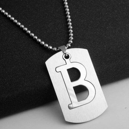 RONGQING 1pcs B letter Pendants Choker Necklace Silver Color 316L Stainless steel necklace for women For Men Gift