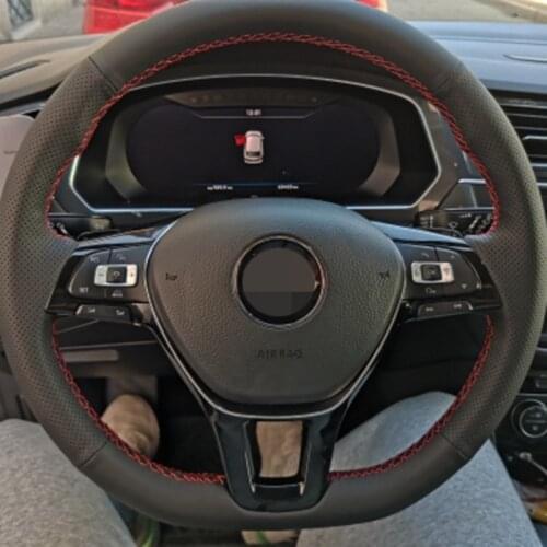 Hand-Stitched Non-Slip Black Artificial Leather Car Steering Wheel Cover For Volkswagen Golf 7 Mk7 New Polo Passat B8