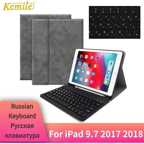 Russian Keyboard For iPad 2018 9.7 Case Keyboard W Pencil holder Leather Protective Cover For iPad 2018 2017 Pro 9.7 Air 2 Case