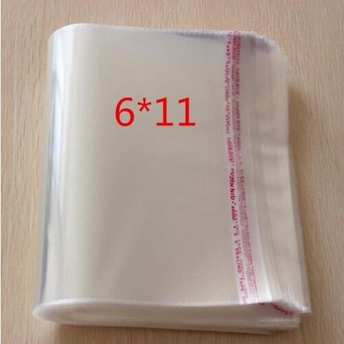 200 Pcs/Lot Self Adhesive Plastic Bag Self Adhesive Seal Bag Clear Resealable Cellophane/Poly Bags 11*6cm Transparent OPP Bag