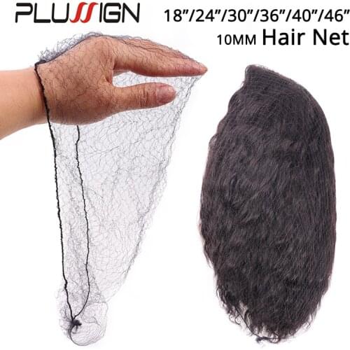 Plussign Hairnet For Wigs Frontal Closure Long 46Inch Hair Nets Invisible Wig Cap For Long Hair 100Pcs/Lot Black 20Inch-46Inch