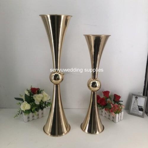 10pcs )Gold Candle Holders/Stands Stand Flowers Floor Vase Metal Candlestick Candelabra Wedding Centerpieces Deco senyu1361