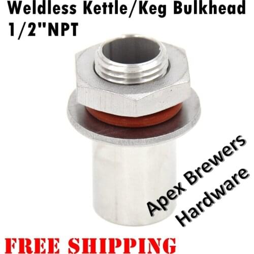 Weldless Kettle/Keg Bulkhead-1/2"NPT, Brewer Hardware, Wholesale and Retail, Free Shipping
