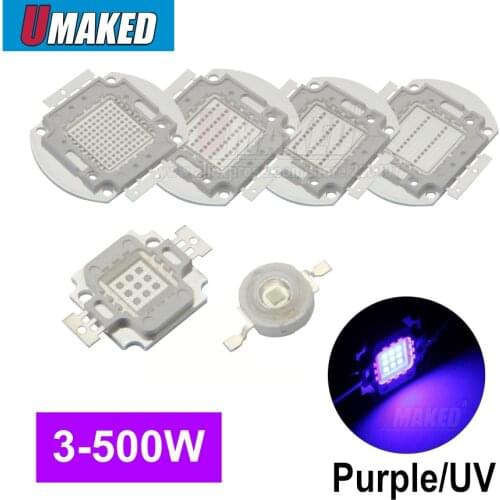 UV Purple High Power LED Chip 360Nm 375Nm 385Nm 395Nm 405Nm UVA UVB Lighting Beads 3 5 10 20 30 50 100 watts Matrix 3D