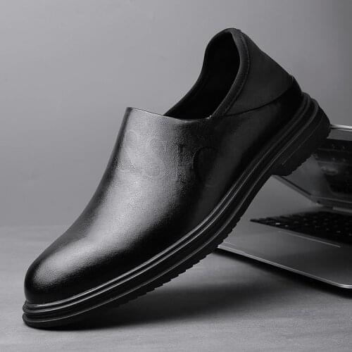 Luxury Genuine Leather Mens Business Dress Shoes Fashion Soft Bottom Casual Laether Shoes for Men Summer Mens Muller Shoes