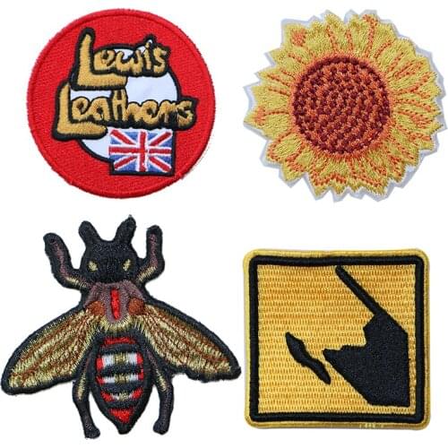 High end patch bee sunflower icon Embroidered Applique Patches For kawaii clothes DIY Iron on Badges on a backpack
