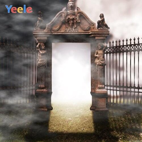 Yeele Halloween Backdrop Gate Night Fog Castle Custom Vinyl Photography Background For Photo Studio Photocall Photobooth Props
