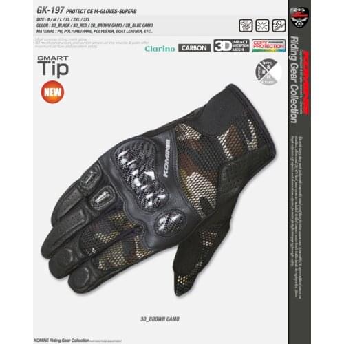 Komine GK 197 3D Protect Gloves Motorcycle Guantes Motorbike Mountain Bicycle Dirt Bike Cycling Luvas Mens