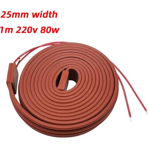 1m length 220V Silicone Rubber Heating Cable For Water Pipe Freeze Protection 25mm Width Soft