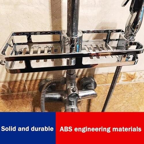 1Pcs ABS Shower Shelf Rectangle Detachable Lifting Saving Accessories Bathroom Plastic Rack Storage Tray Space Holder Kitch R9X5