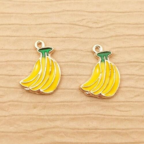 10pcs 10x15mm small enamel fruit banana charm for jewelry making earring pendant bracelet charm necklace charms diy finding