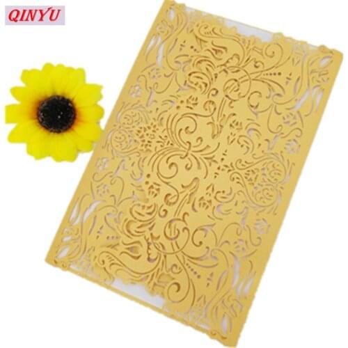 10Pcs 12x18cm Hollow Laser Cut Wedding Invitations Bride and Groom Wedding Name Cards Party Favors And Gifts 5Z-SH073