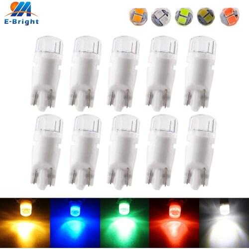 100pcs AC/DC 12V T10 194 W5W 3030 2 SMD Ceramic LED Indicator Car Door Clearance Signals Parking Lamp White Red Blue Amber Green