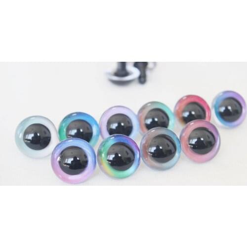 20PCS 30MM 40MM 50MM rainbow color round clear toy safety eyes + hard washer for plush doll -size color option--c10