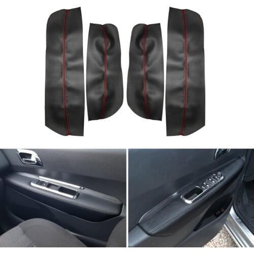 4pcs Microfiber Leather Interior Door Armrest Panel Cover Protective Trim For Peugeot 3008 2011 2012