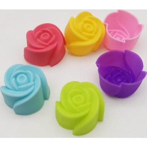 50Pcs Silicone Cake Mold Flower Shaped Muffin Cupcake Baking Molds Kitchen Cooking Bakeware Maker DIY Cake Decorating Tools