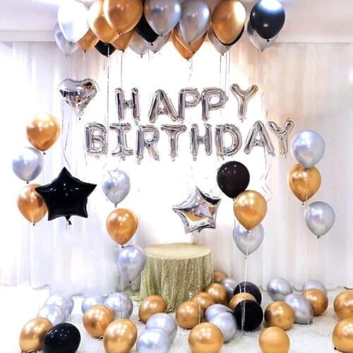 58pcs Gold Silver Metal Latex Balloons 16 18 21 30 40 50Years Number Happy Birthday Anniversary Party Decor Adult Balloon Globos