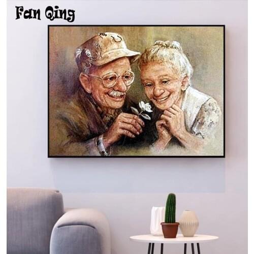 5D DIY Diamond Painting Old Couple Full Square Rhinestone Portrait Diamond Embroidery Cross Stitch Mosaic Home Decor