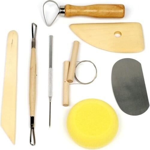 8Pcs Wooden Potters Clay Pottery Ceramics Sculpting Modeling Clay Crafts Ceramic Arts Artistic Tools