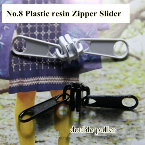 8pcs No.8 Plastic Resin Zipper Slider/Double puller black white Used in Tent Bag free shipping