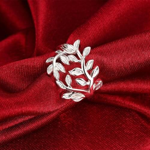 925 Sterling Silver Rings For Women fine Retro elegant leaf new fashion party gifts girl student charm wedding luxury Jewelry