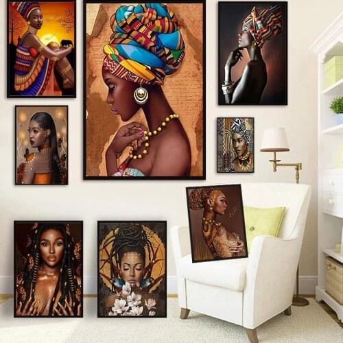 African Tribes Girl Women Portrait Posters and Prints Modern Pictures Abstract Modern Canvas Wall Art Decoration Figure Painting