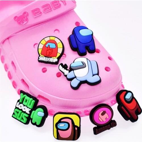 Anime Amongs PVC Cartoon Shoes Charms Waterproof Sandals Decorate Accessories Buckle Decorations Toys for Children Gift
