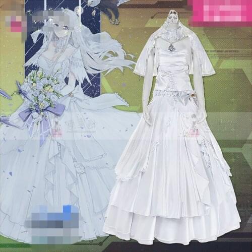 Anime cosplay Azur Lane Enterprise Lucky E wedding dress Cosplay Costume white formal dress full sets A
