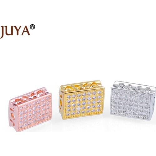Perle diy accessories berloque square beads findings copper cubic zirconia stone spacer beads for bracelet necklace making