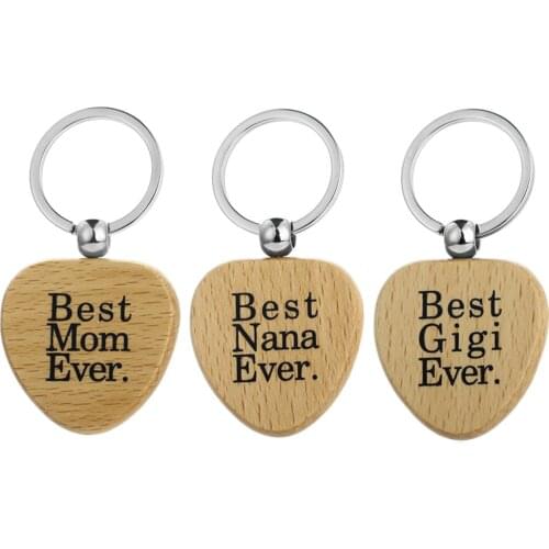 Wood Keychain Family Christmas Presents Women Keyring Jewelry Best Mom Gigi Nana Wooden Key Chain Ring Mother Grandmother Gifts