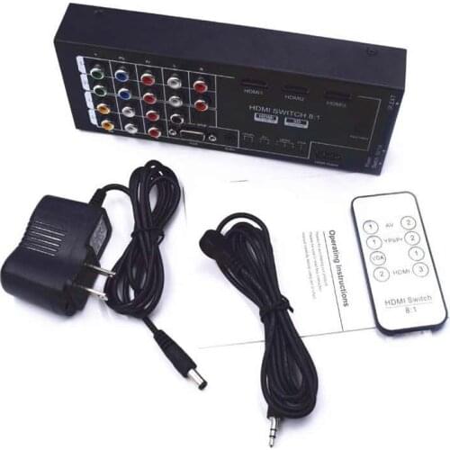 HDMI Switch AV+VGA audio+chromatic aberration+HDMI multi-interface ALL to HDMI 8 in 1 out composite multi-interface to HDMI
