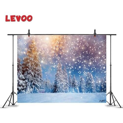 LEVOO Photographic Backdrop Winter Snow Forest Shiny Stars Background Photography Photo Shoot Studio Props Photobooth Photozone
