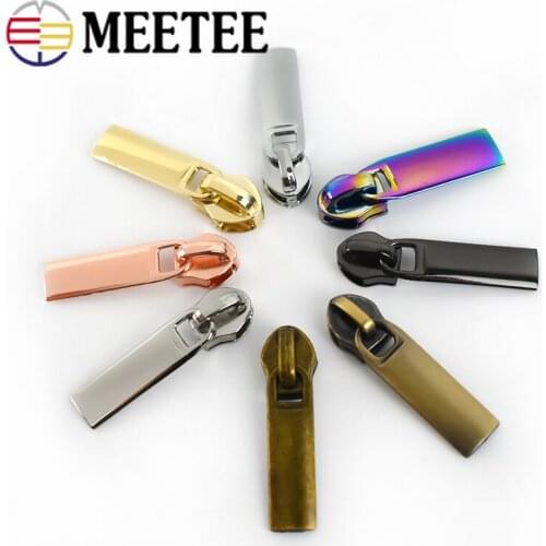 50pcs Meetee Metal Zipper Slider for 5# Nylon Zippers Bag Clothing Pocket Zip Head Puller DIY Sewing Repair Hardware Accessories