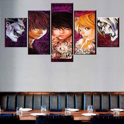 Canvas Paintings For Living Room Wall Art Framework 5 Pieces Death Note Main Characters Picture HD Print Anime Poster Home Decor