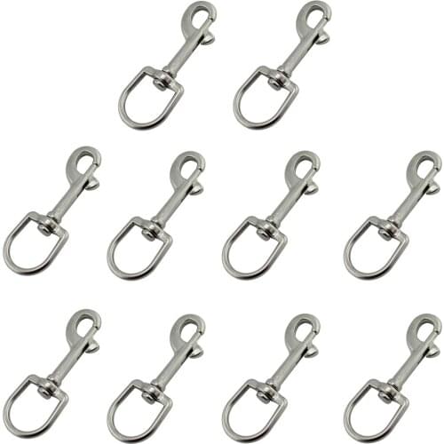 Stainless SUS316 Oval Eye Swivel Snap Hook Marine Grade Bag Dog Oval Ring Swivel Snap Carainber, Marine Hardware 10pcs 91mm