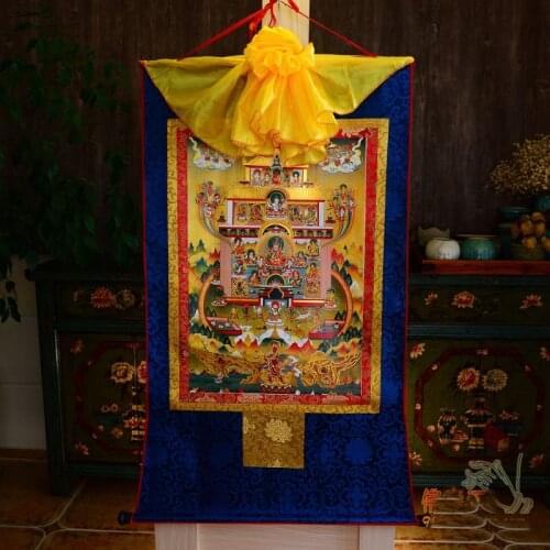 Wholesale Buddhist supplies--120CM --Tibetan Buddhism Buddha Guru Rinpoche Western Paradise Elysium Thang-ga Thangka painting