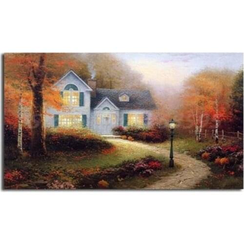 Autumn landscape country house Full round square Diamond embroidery 5d Diy diamond painting Cross stitch Rhinestones DecorZP-761