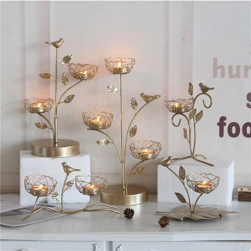 Nordic Iron Golden Bird Aroma Candle Holders Christmas Tree Candlesticks Tea Light Holder Dinner Bar Party Wedding Decoration